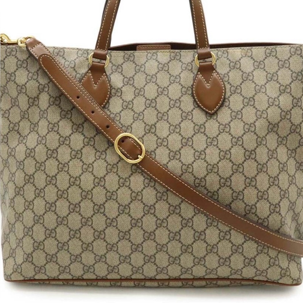 Gucci Beige and Brown Signature Tote 💯 Authentic with Gucci DUST BAG